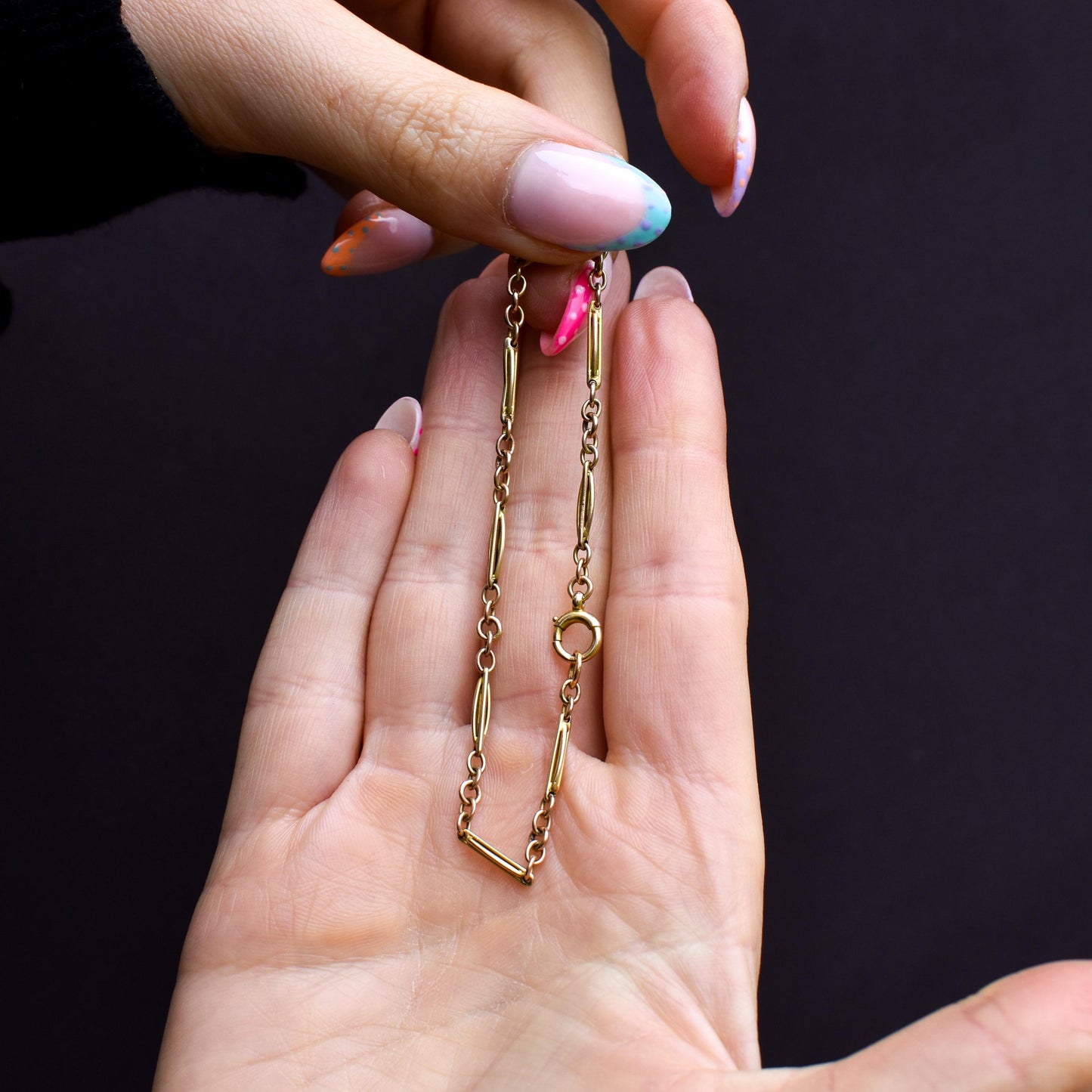 Antique Fancy Link 10ct Gold Bracelet with Bolt Ring | 7.25"