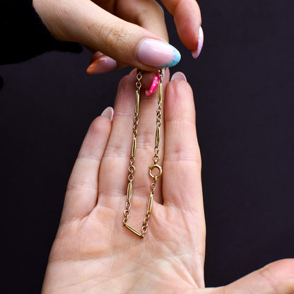 Antique Fancy Link 10ct Gold Bracelet with Bolt Ring | 7.25"