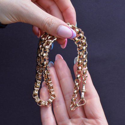 Antique Fancy Link 9ct Gold Chain Necklace | 17.5"