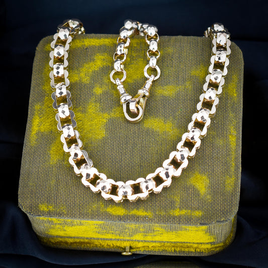 Antique Fancy Link 9ct Gold Chain Necklace | 17.5"