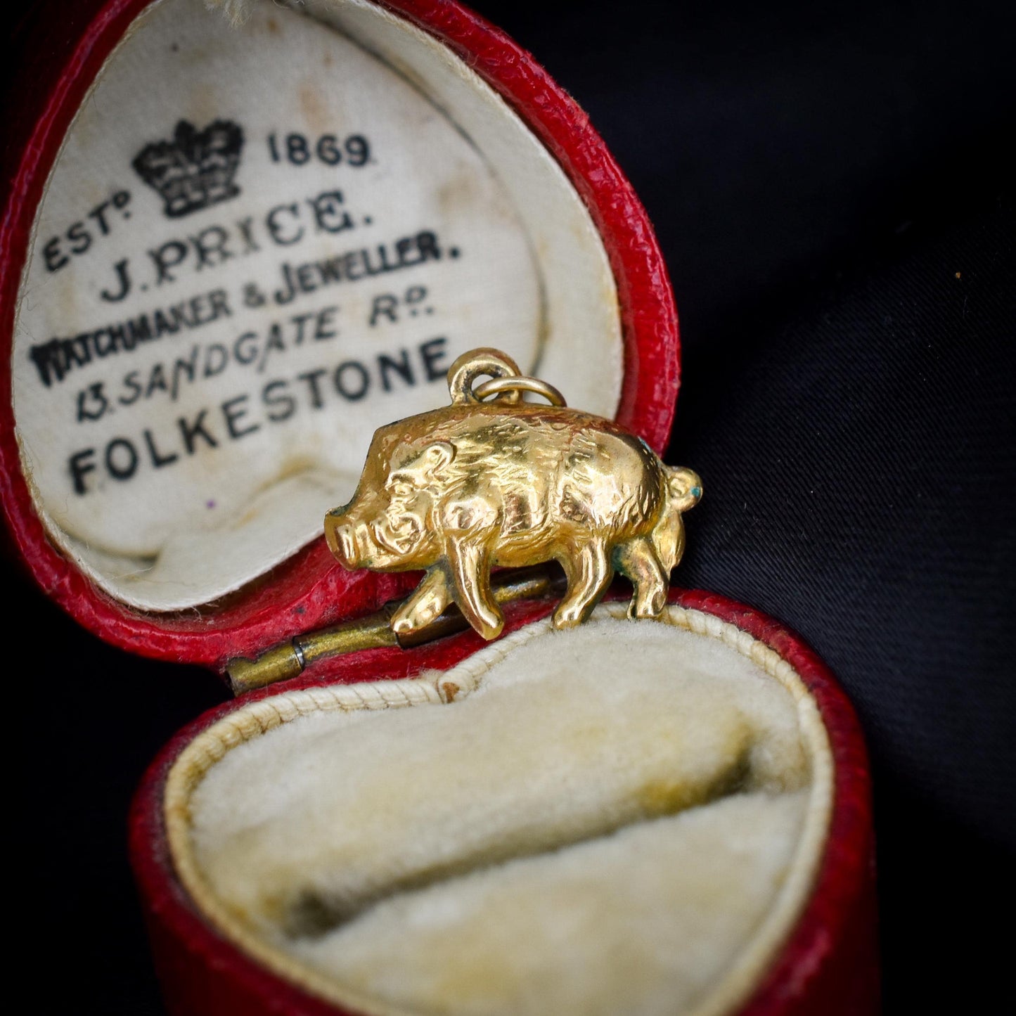 Vintage 9ct Gold Lucky Pig Charm Pendant | Birmingham 1975