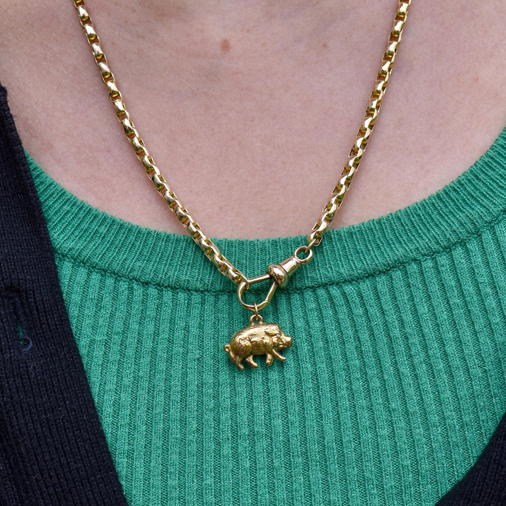 Vintage 9ct Gold Lucky Pig Charm Pendant | Birmingham 1975