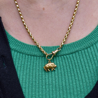Vintage 9ct Gold Lucky Pig Charm Pendant | Birmingham 1975