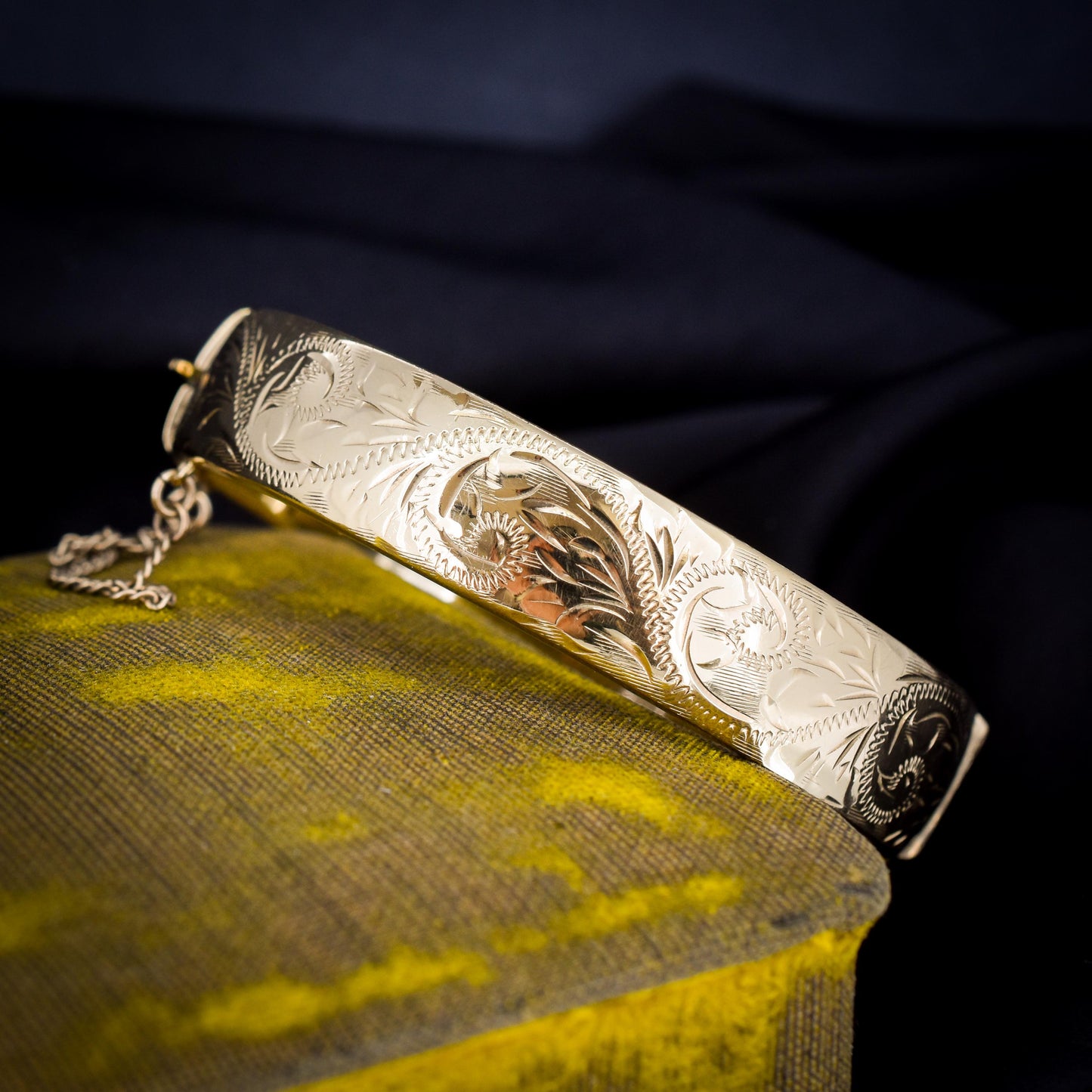 Vintage Rolled Gold Engraved Bangle Bracelet