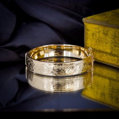 Vintage Rolled Gold Engraved Bangle Bracelet