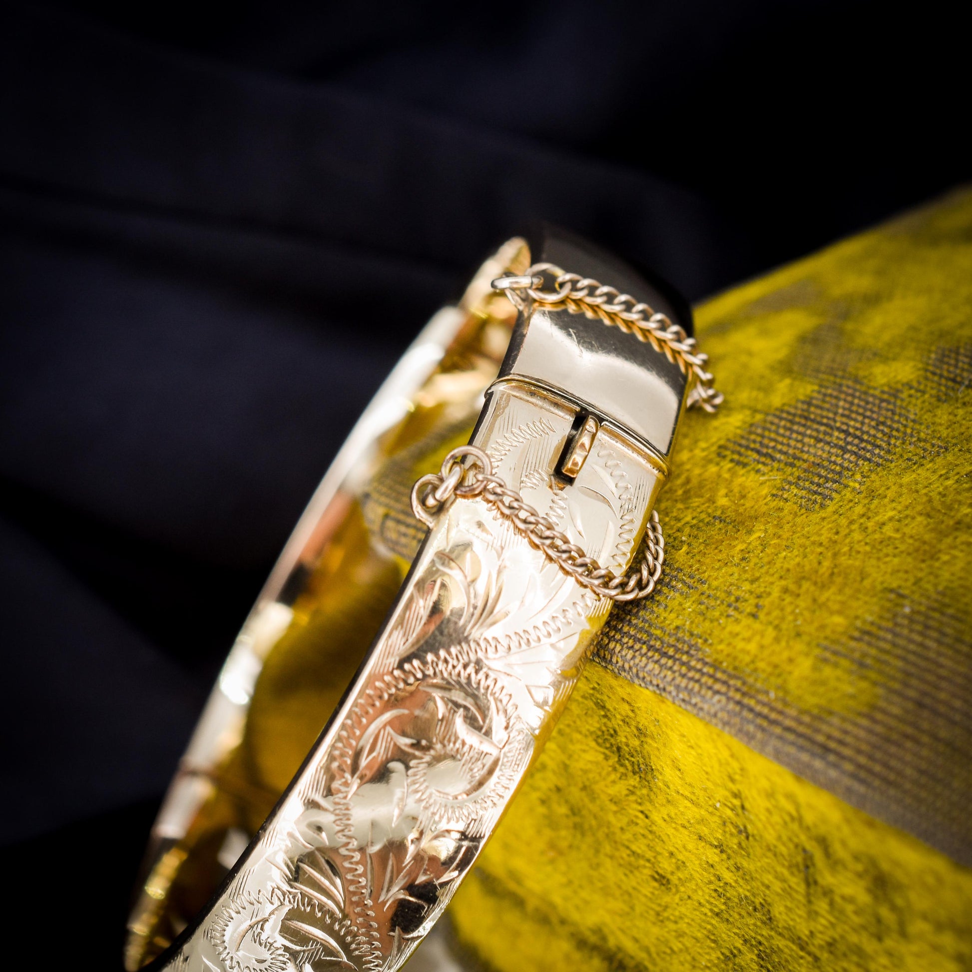 Vintage Rolled Gold Engraved Bangle Bracelet