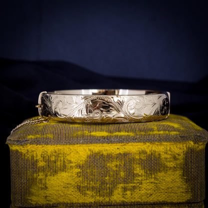 Vintage Rolled Gold Engraved Bangle Bracelet