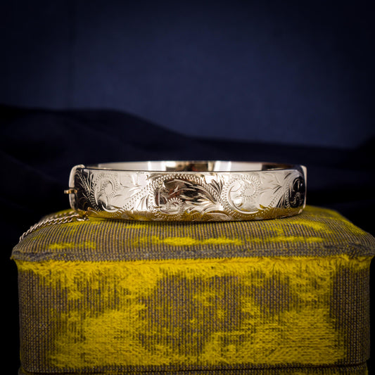 Vintage Rolled Gold Engraved Bangle Bracelet