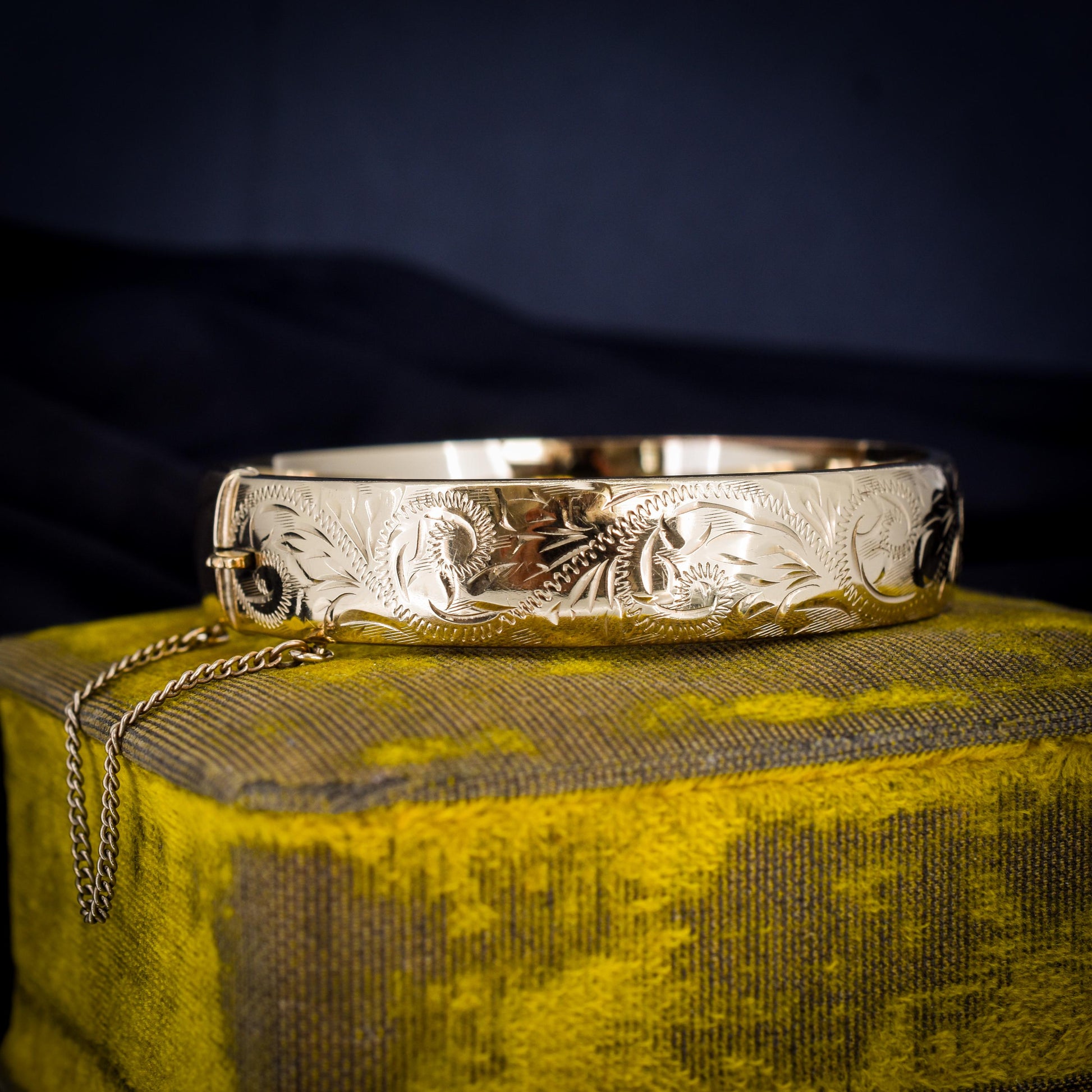 Vintage Rolled Gold Engraved Bangle Bracelet
