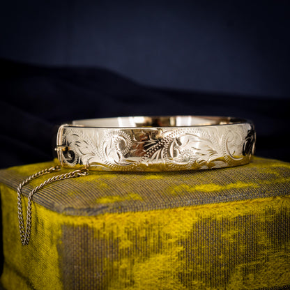 Vintage Rolled Gold Engraved Bangle Bracelet