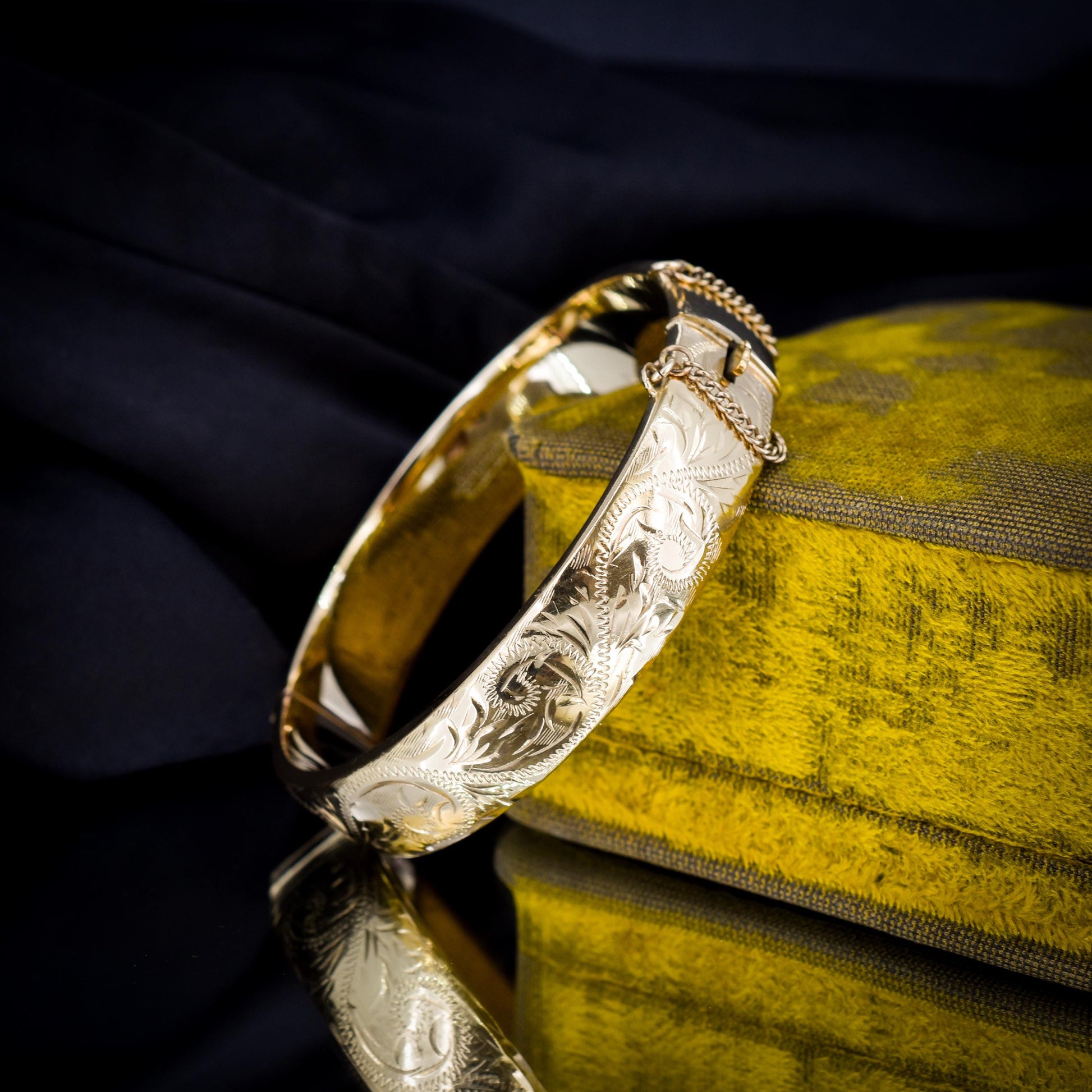 Vintage Rolled Gold Engraved Bangle Bracelet
