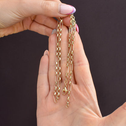 Vintage 9ct Yellow Gold 18″ Fancy Link Chain Necklace