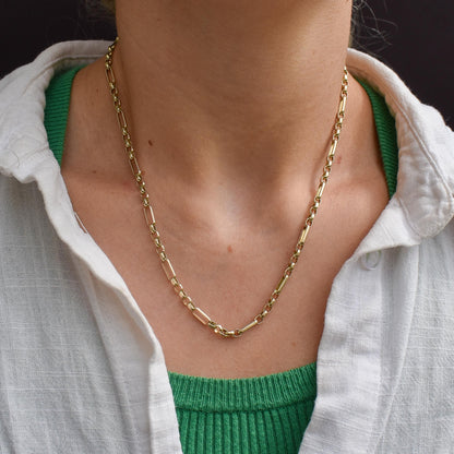 Vintage 9ct Yellow Gold 18″ Fancy Link Chain Necklace