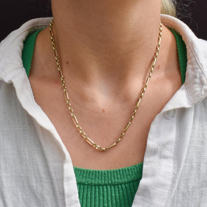Vintage 9ct Yellow Gold 18″ Fancy Link Chain Necklace