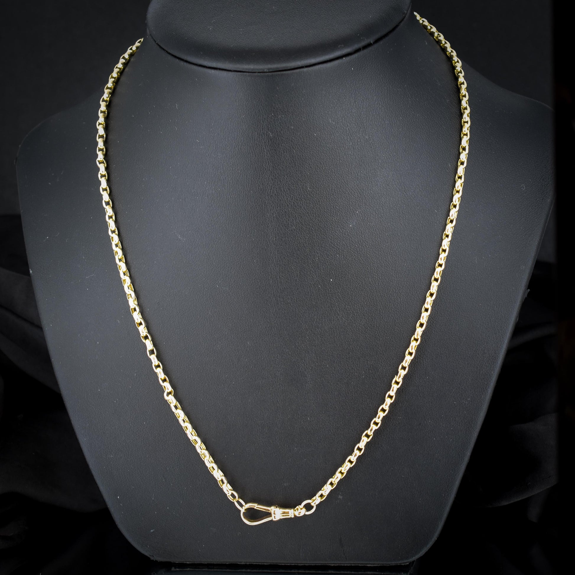 Antique Victorian 9ct Gold Faceted Link Chain Necklace with Dog Clip | 21.5"