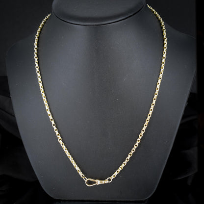Antique Victorian 9ct Gold Faceted Link Chain Necklace with Dog Clip | 21.5"