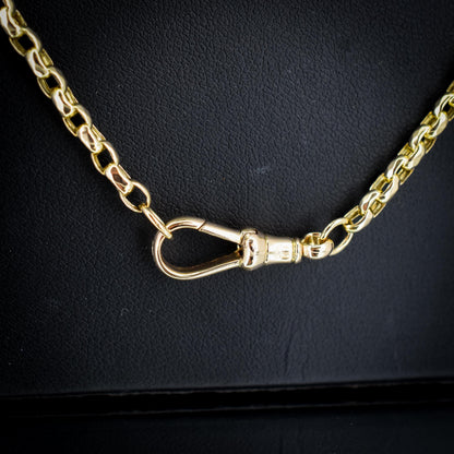 Antique Victorian 9ct Gold Faceted Link Chain Necklace with Dog Clip | 21.5"