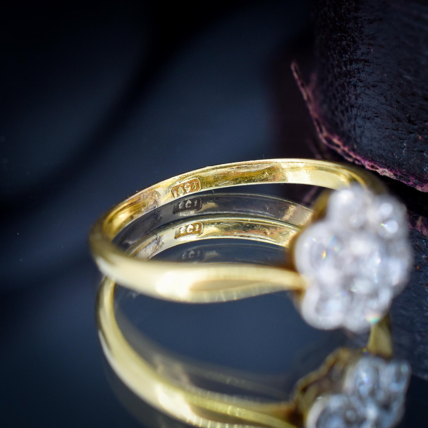 Antique Diamond Cluster Daisy 18ct Gold and Platinum Ring