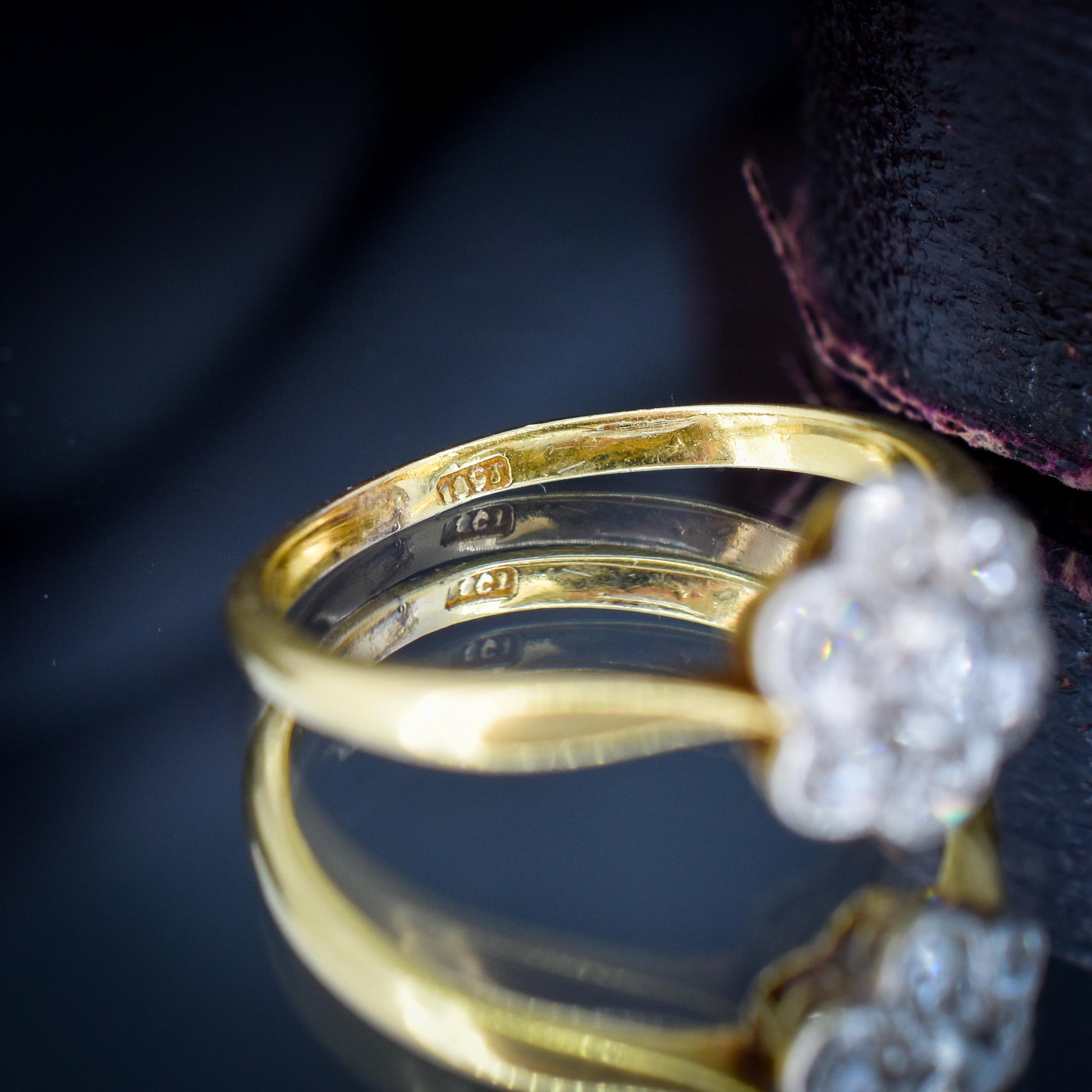 Antique Diamond Cluster Daisy 18ct Gold and Platinum Ring