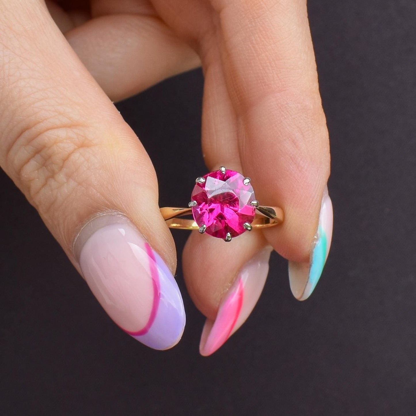 Vintage 3.79ct Round Ruby Solitaire 18ct Gold Ring