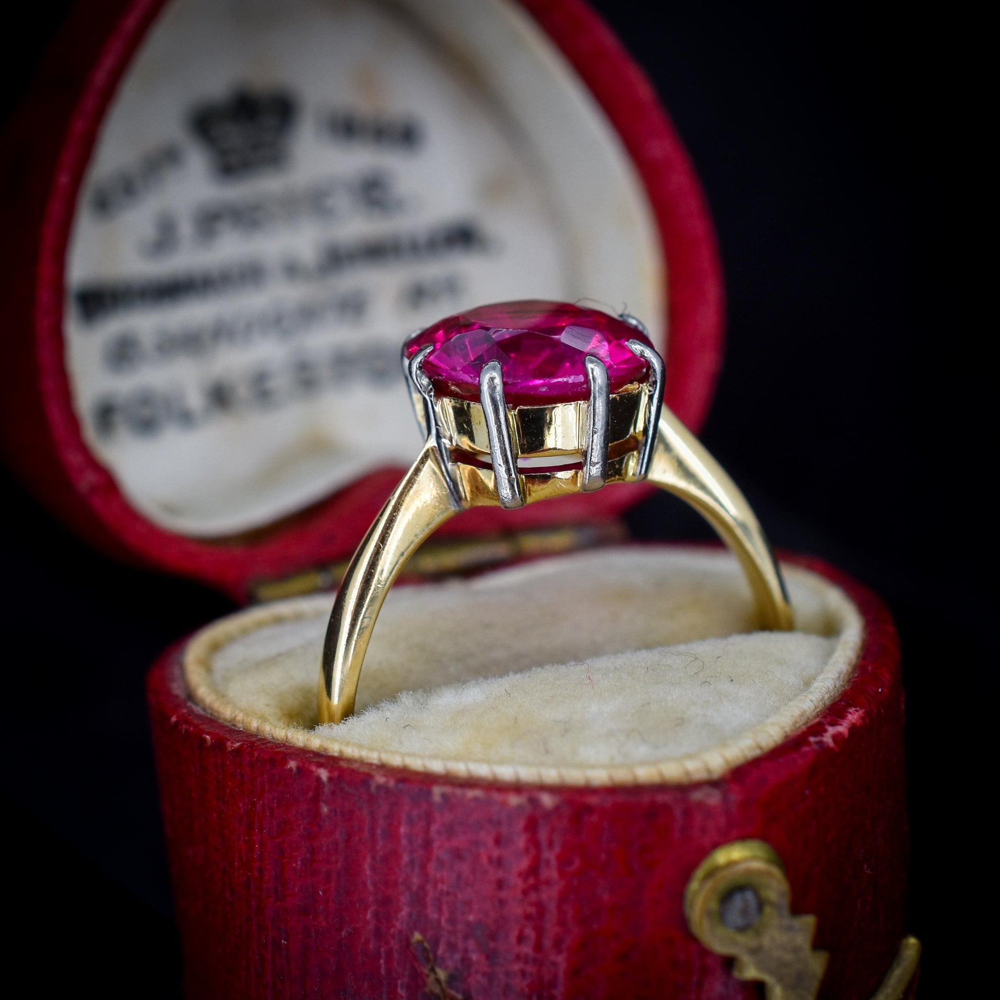 Vintage 3.79ct Round Ruby Solitaire 18ct Gold Ring