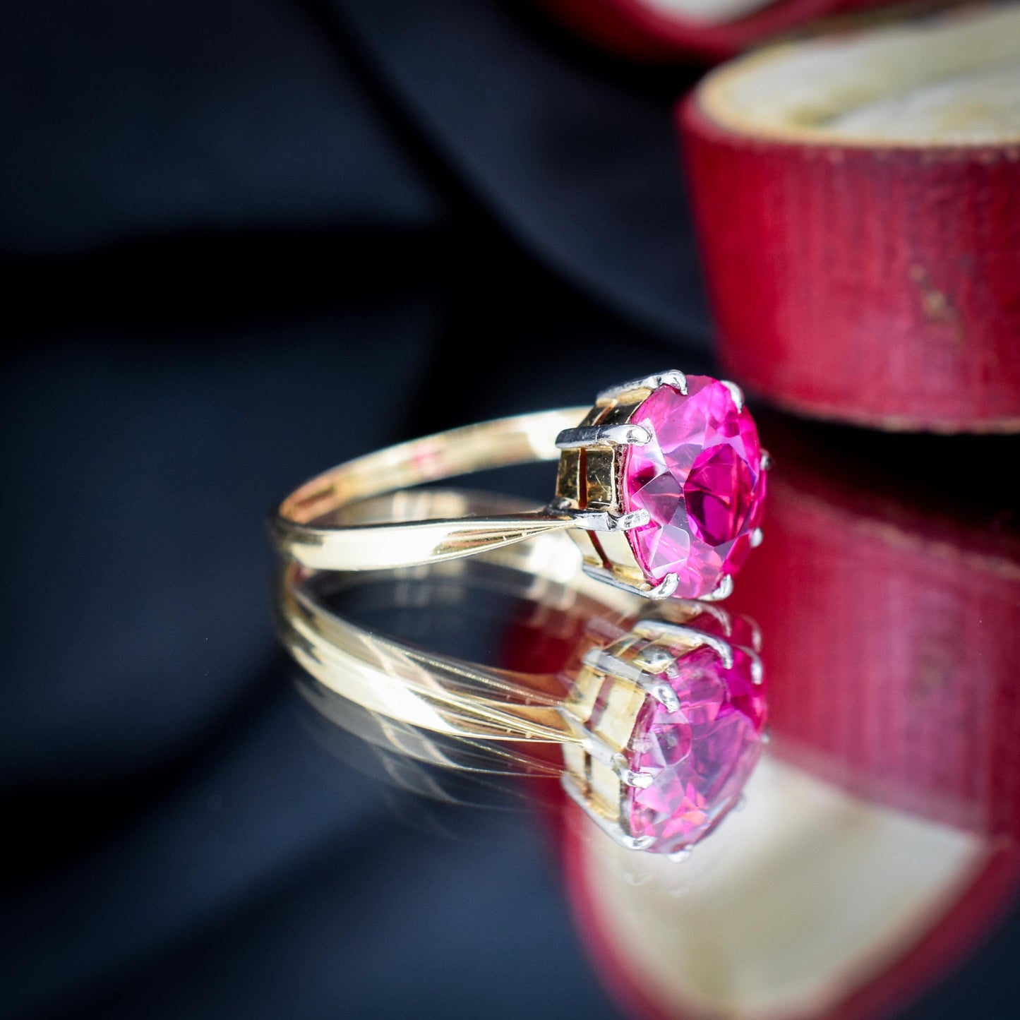 Vintage 3.79ct Round Ruby Solitaire 18ct Gold Ring