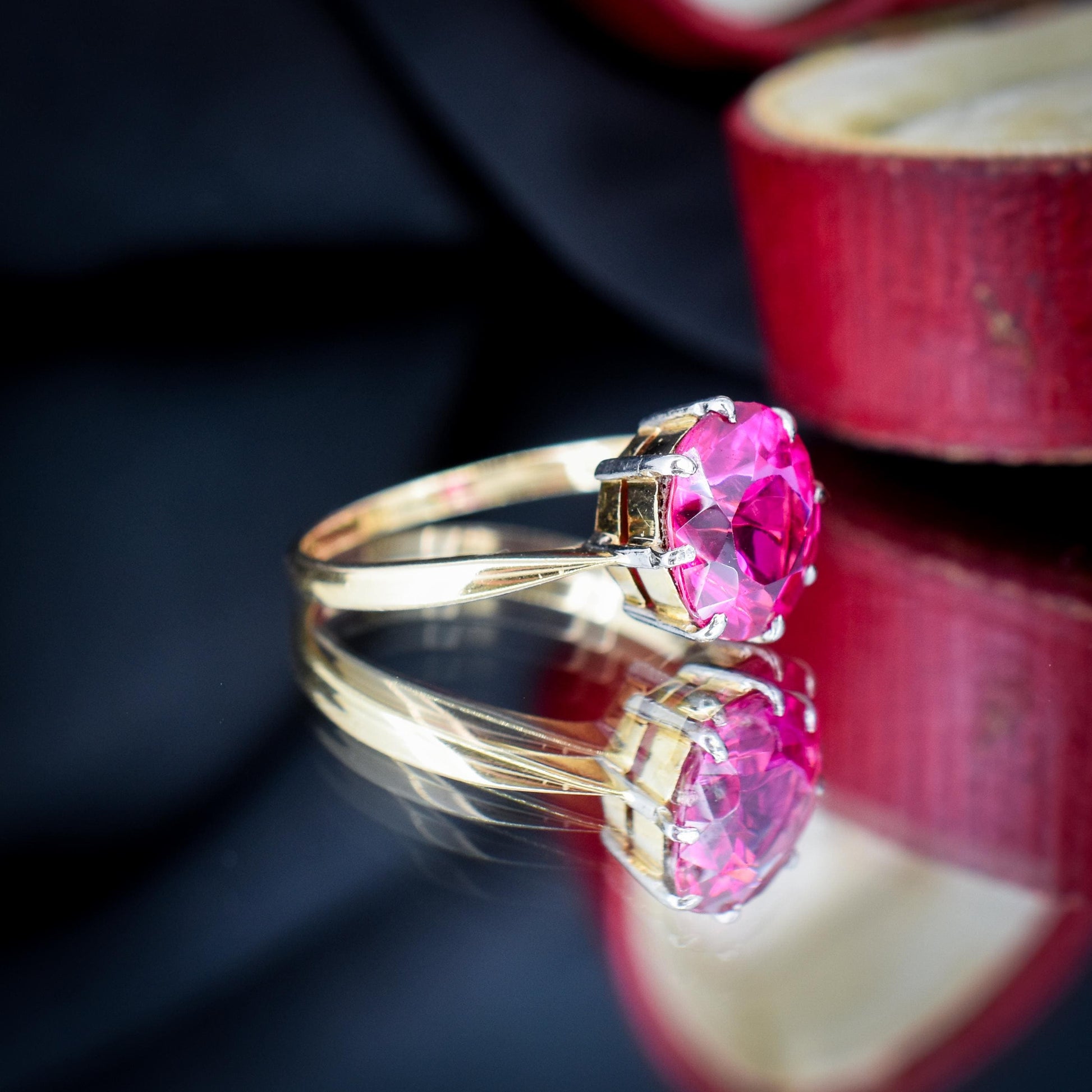 Vintage 3.79ct Round Ruby Solitaire 18ct Gold Ring