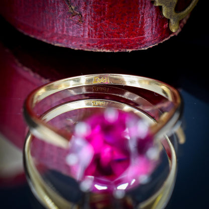 Vintage 3.79ct Round Ruby Solitaire 18ct Gold Ring