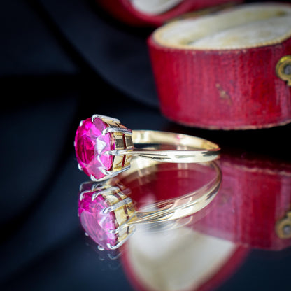 Vintage 3.79ct Round Ruby Solitaire 18ct Gold Ring
