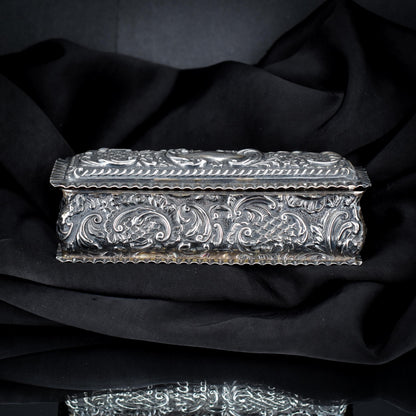 Antique Edwardian '1904' Hallmarked Sterling Silver Fancy Trinket Jewellery Box