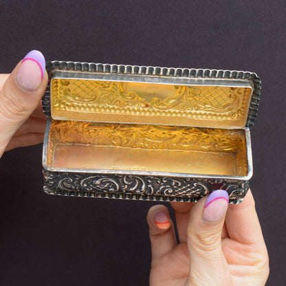 Antique Edwardian '1904' Hallmarked Sterling Silver Fancy Trinket Jewellery Box