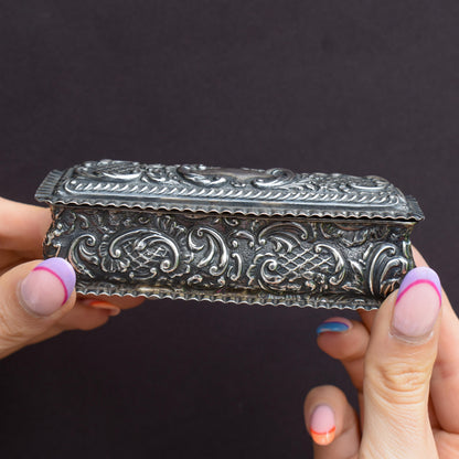 Antique Edwardian '1904' Hallmarked Sterling Silver Fancy Trinket Jewellery Box