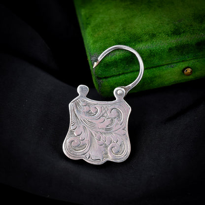 Antique Scottish Agate Engraved Silver Padlock Pendant Charm