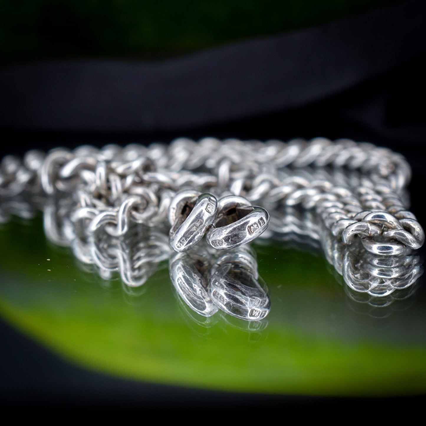 Antique Sterling Silver Curb Link Albert Watch Chain Necklace – 17.25"
