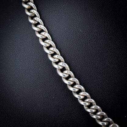 Antique Sterling Silver Curb Link Albert Watch Chain Necklace – 17.25"