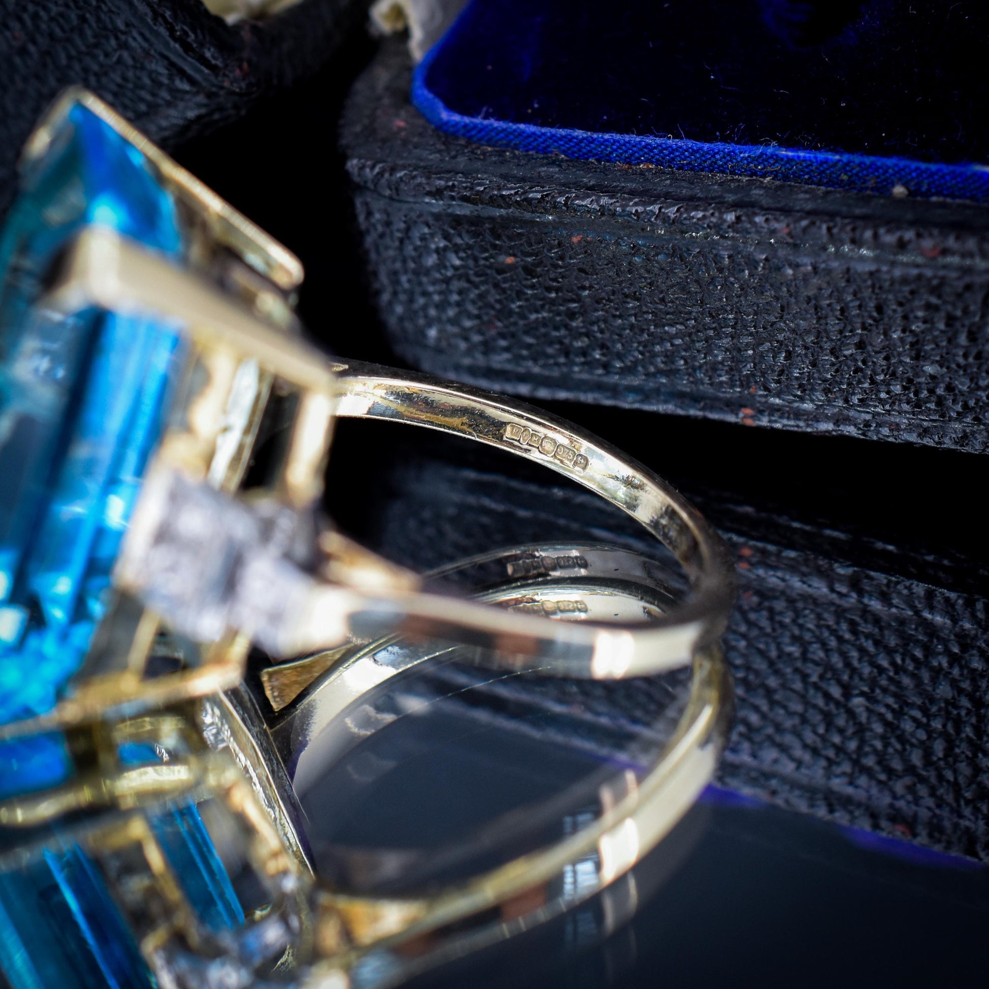 26ct Blue Topaz and Diamond Gold Statement Cocktail Ring | Art Deco Style