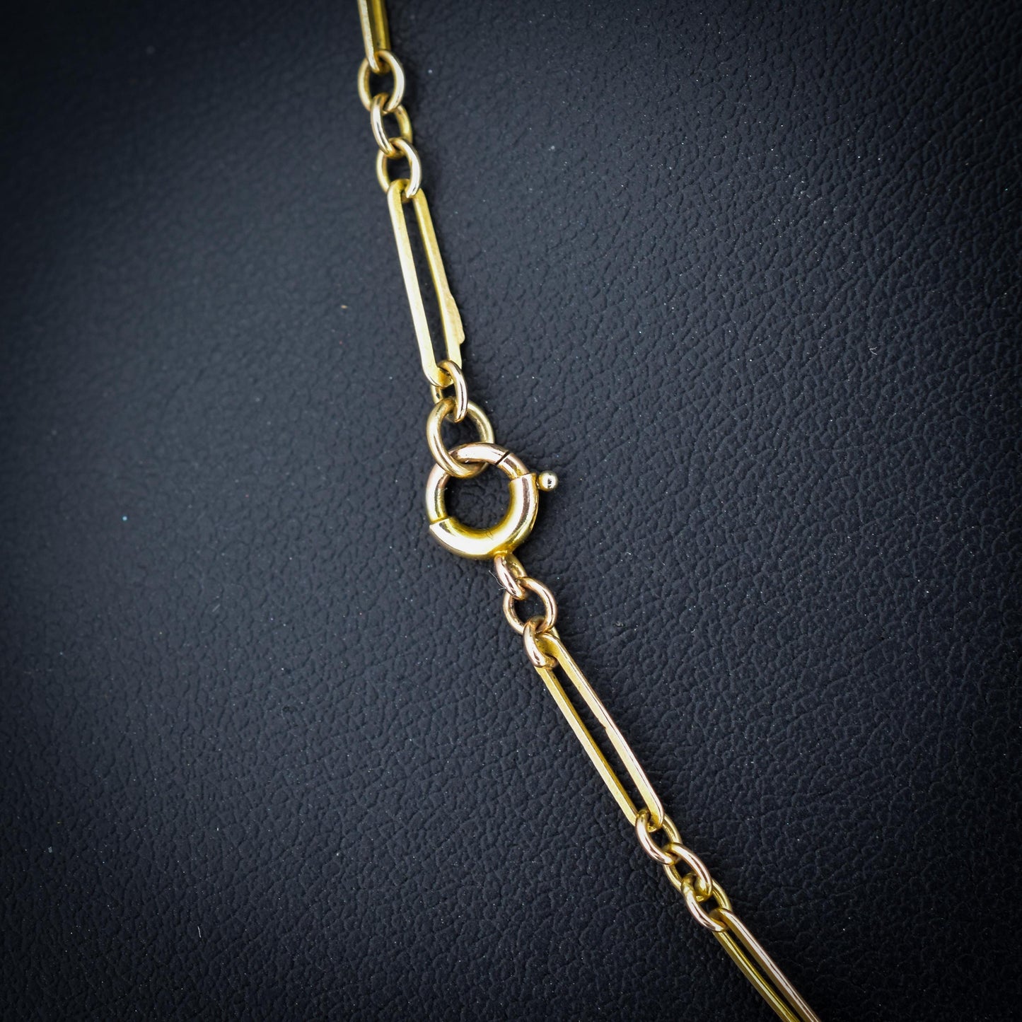 Antique 9ct Yellow Gold Paperlink Chain with Bolt ring | 17.5" Length