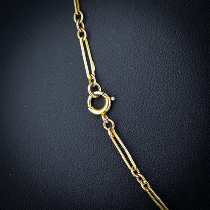 Antique 9ct Yellow Gold Paperlink Chain with Bolt ring | 17.5" Length
