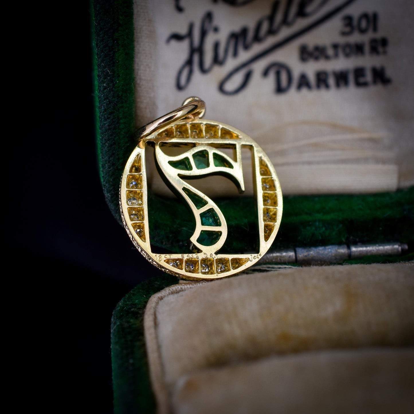 Diamond and Emerald Number Seven 'Lucky 7' 18ct Gold Charm Pendant