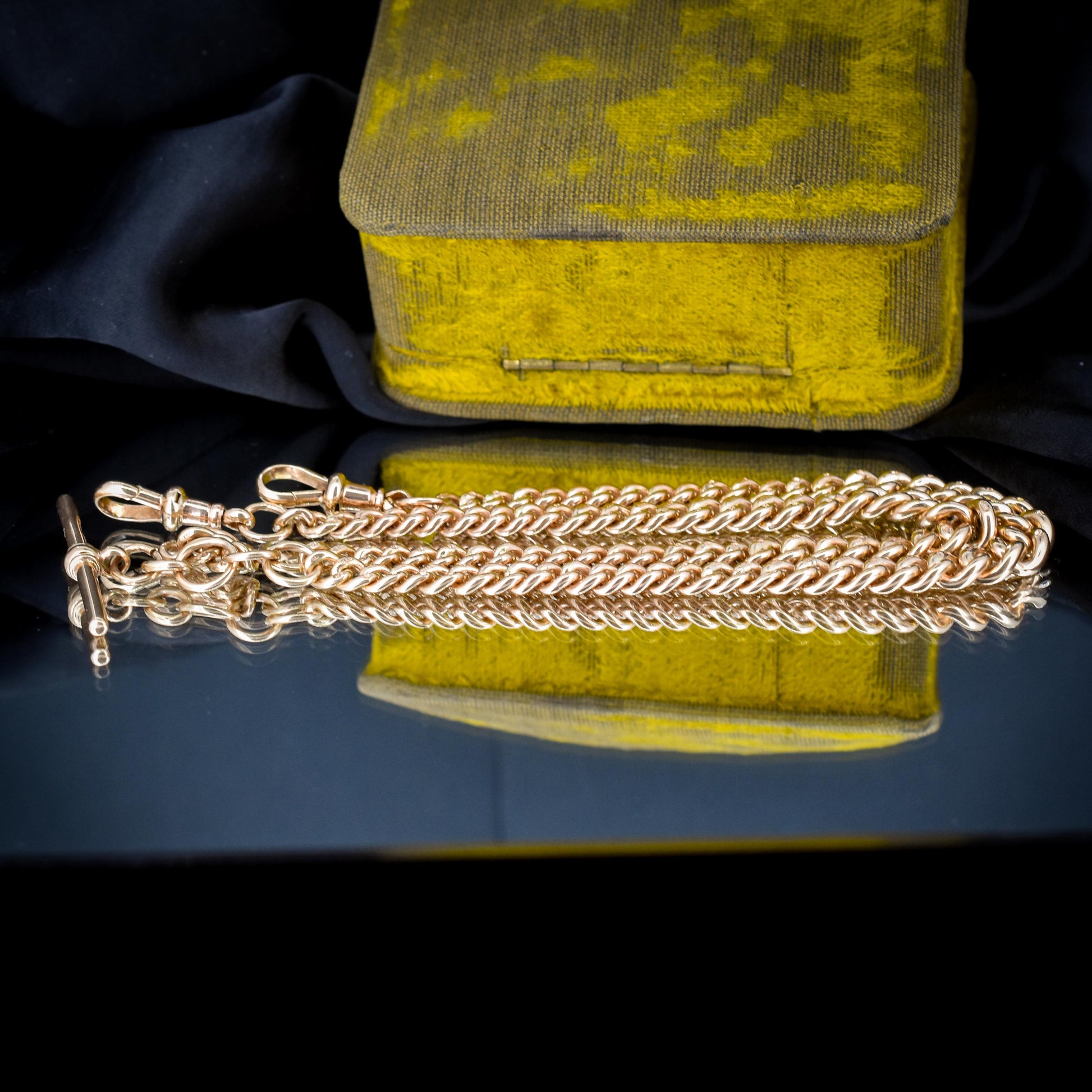 Antique 18.5" 9ct Gold Curb Link Dog Clip Albert Watch Chain Necklace - Dated 1920