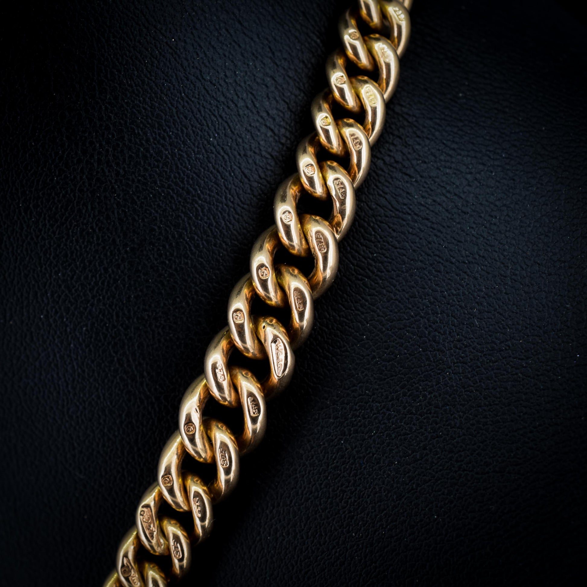 Antique 18.5" 9ct Gold Curb Link Dog Clip Albert Watch Chain Necklace - Dated 1920