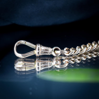 Antique Graduated Curb 9ct Gold Bracelet with Dog Clip and T-bar Drop | 8.25"