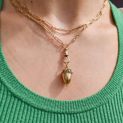 Antique Portuguese Multi Gem Acorn 19ct Gold Charm Pendant