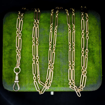 Antique Victorian 9ct Gold Paper Link Chain Necklace 41" Length
