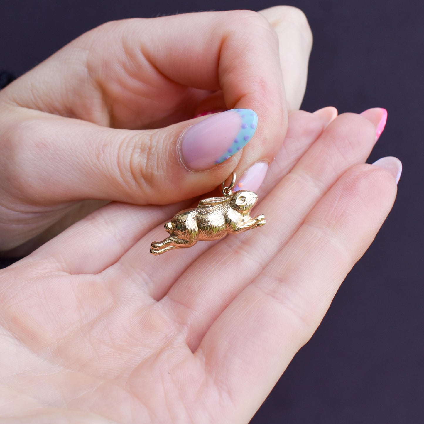 Vintage 9ct Gold Bunny Rabbit Charm Pendant