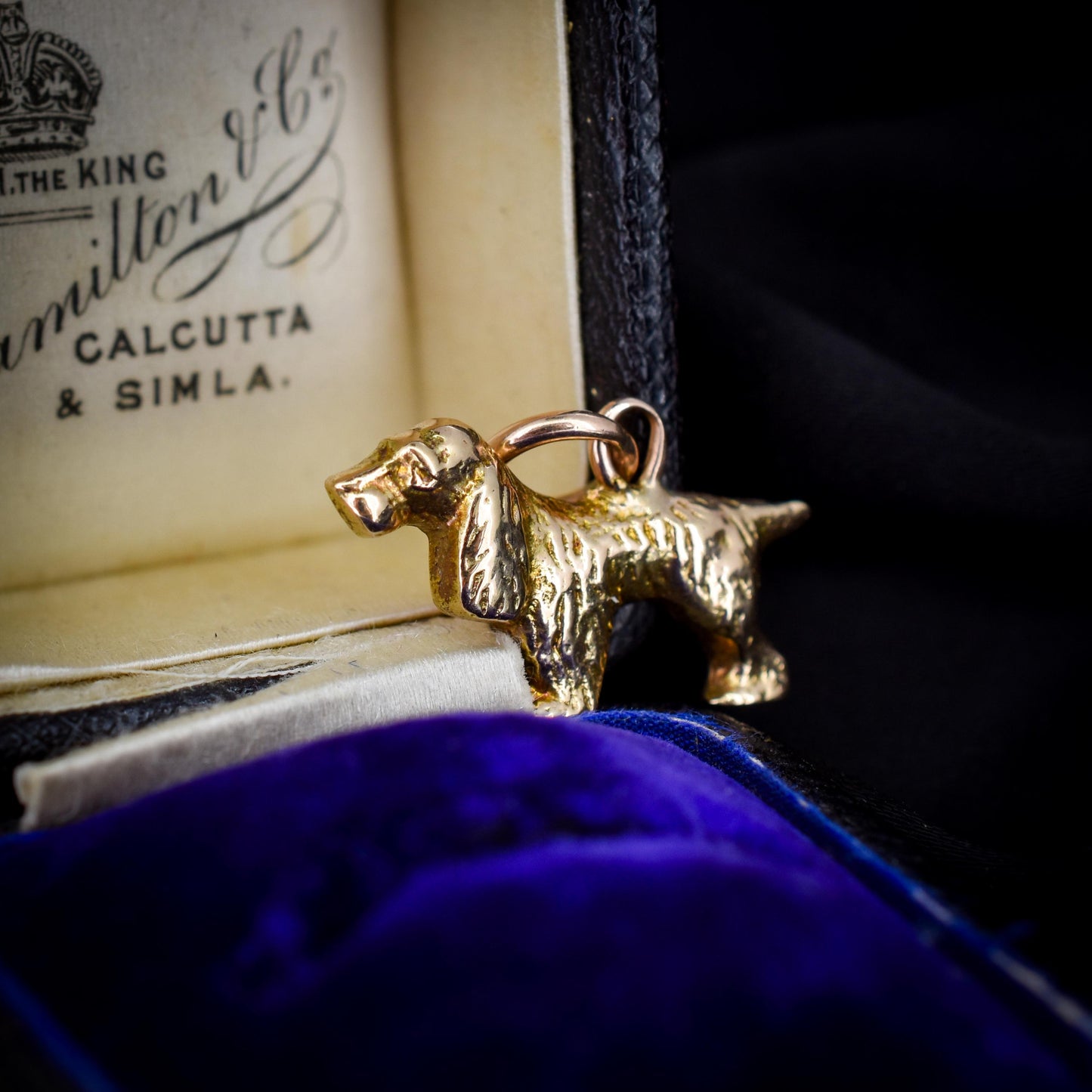 Vintage 9ct Gold Spaniel Dog Charm Pendant