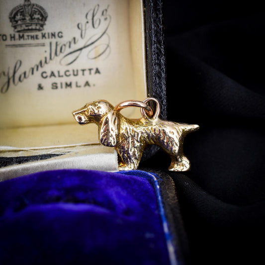 Vintage 9ct Gold Spaniel Dog Charm Pendant