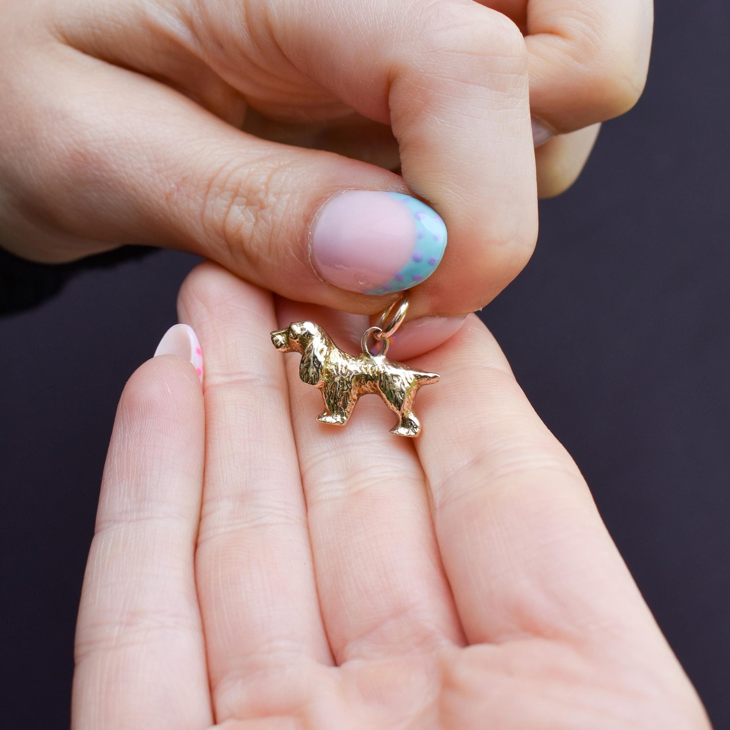 Vintage 9ct Gold Spaniel Dog Charm Pendant