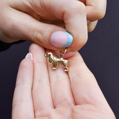 Vintage 9ct Gold Spaniel Dog Charm Pendant