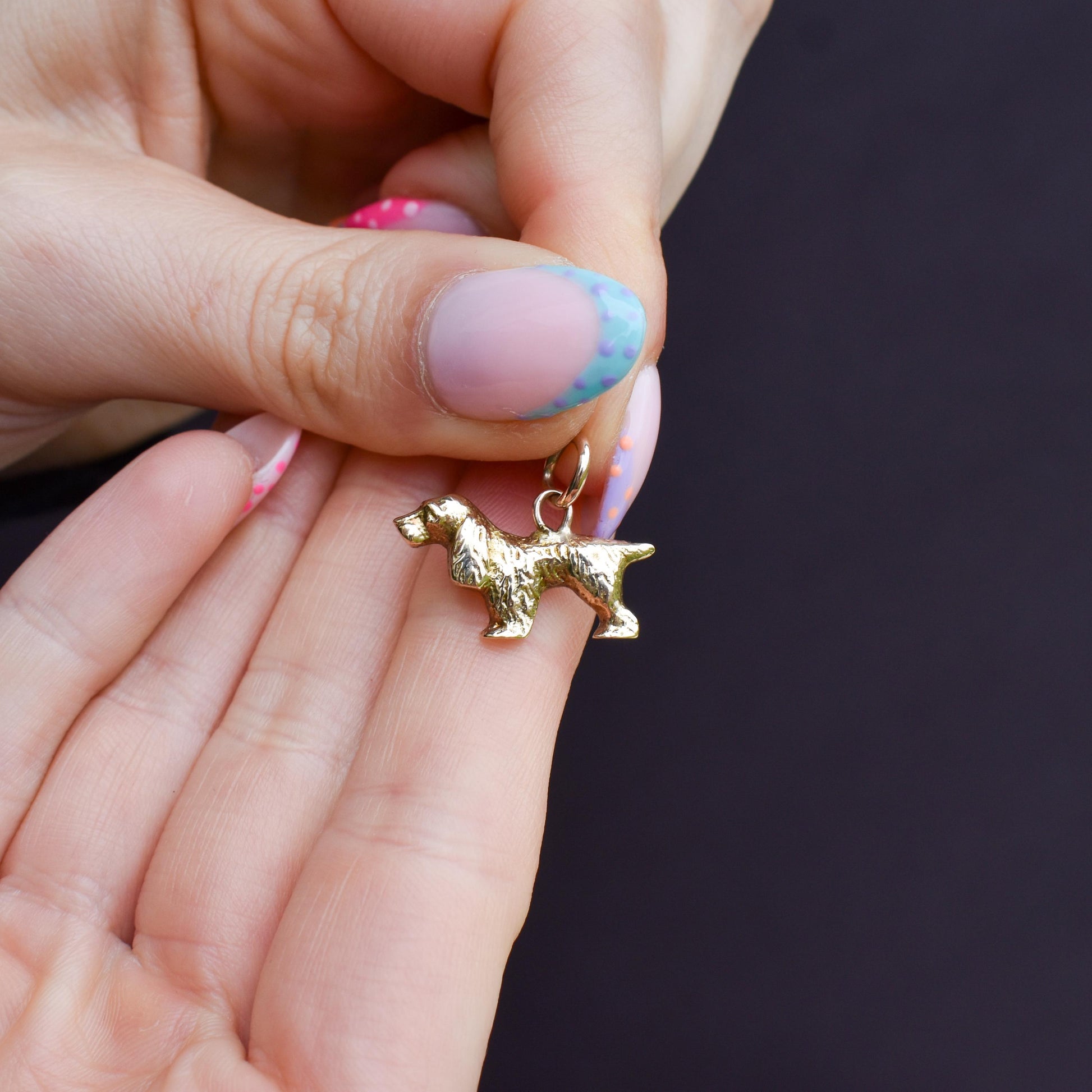 Vintage 9ct Gold Spaniel Dog Charm Pendant